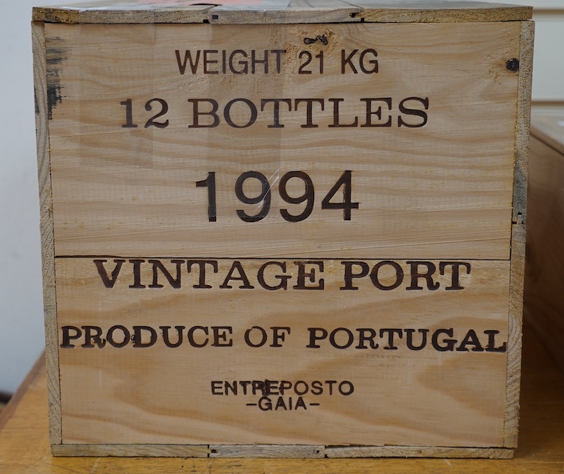 A case of twelve bottles of 1994 Dows Vintage Port, in OWC, purchased en primeur from The Wine Society. Condition - good